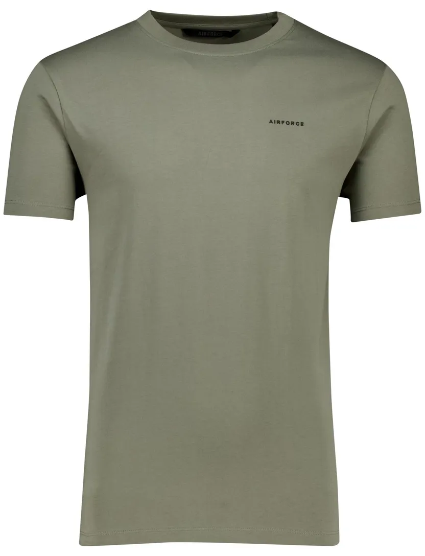 katoenen Airforce basic T-shirt groen effen normale fit
