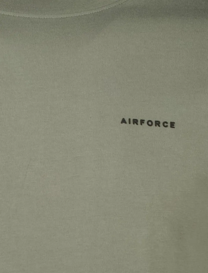 katoenen Airforce basic T-shirt groen effen normale fit