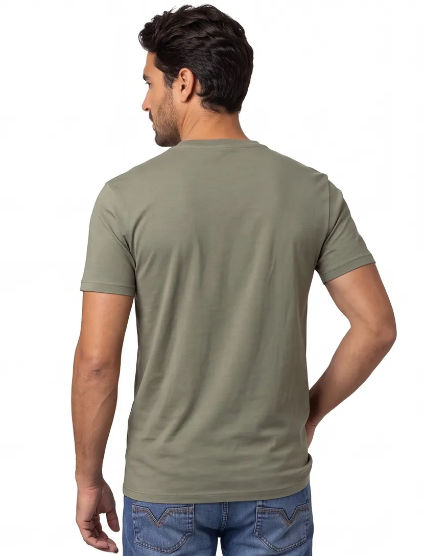 katoenen Airforce basic T-shirt groen effen normale fit