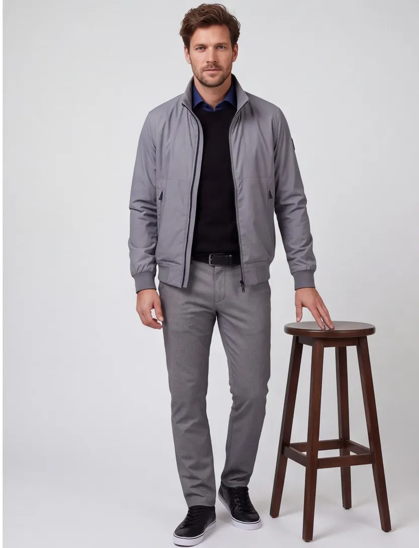 Airforce jack grijs four way stretch bomberjacket