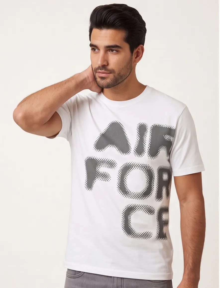 Airforce T-shirt wit korte mouw met print