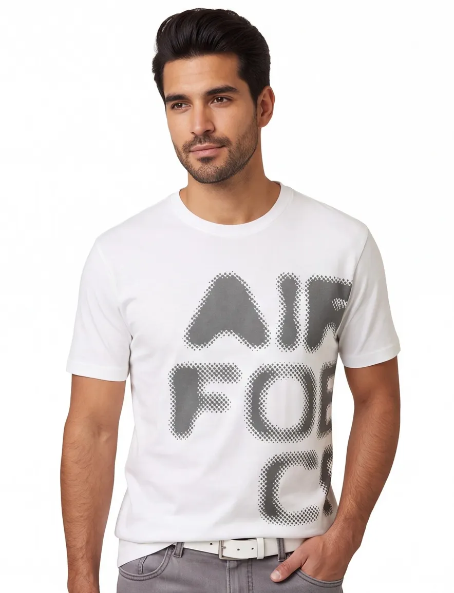 Airforce T-shirt wit korte mouw met print