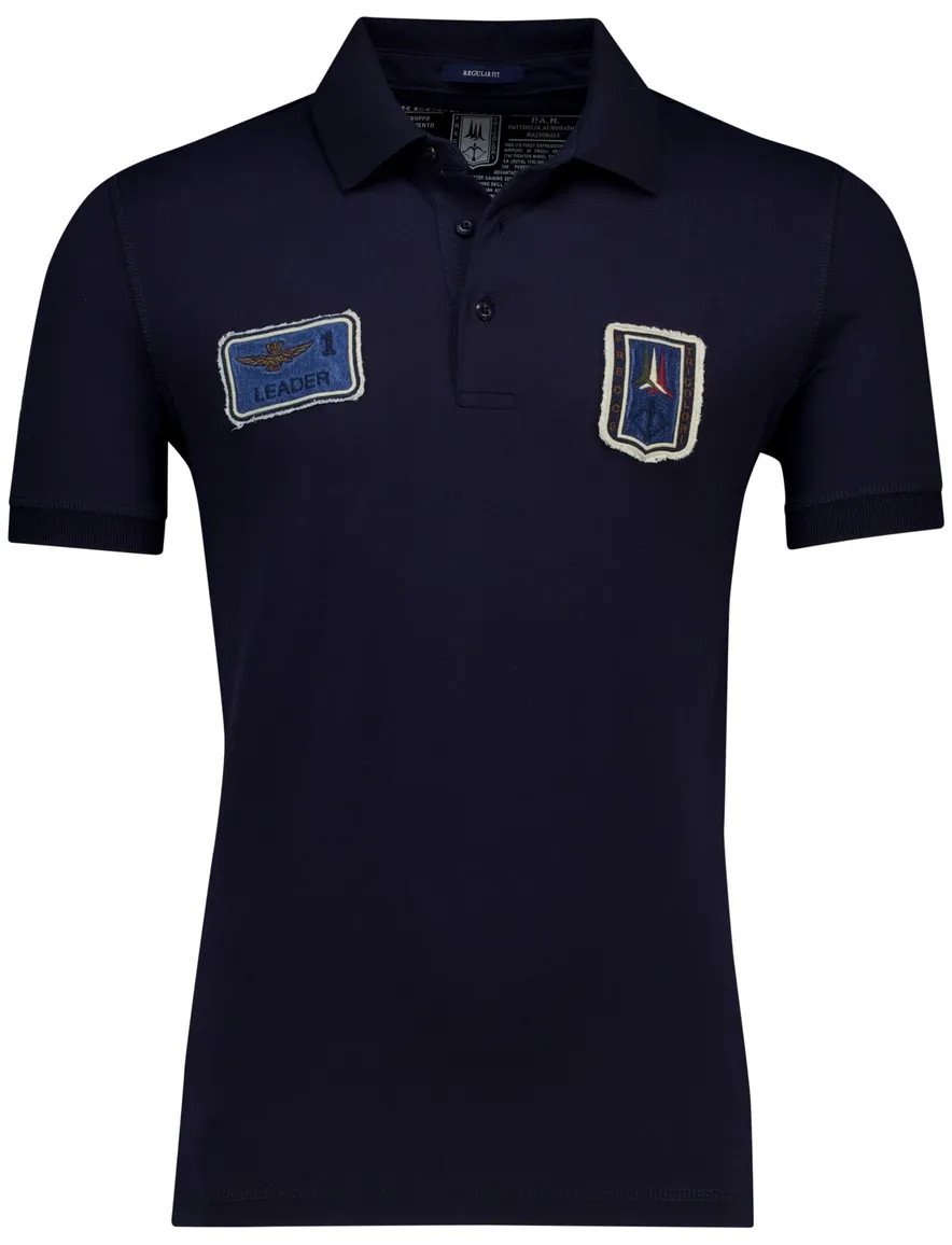 Aeronautica Militare regular fit polo navy met patches