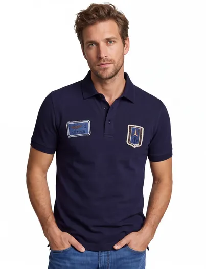 Aeronautica Militare Aeronautica Militare regular fit polo navy met patches