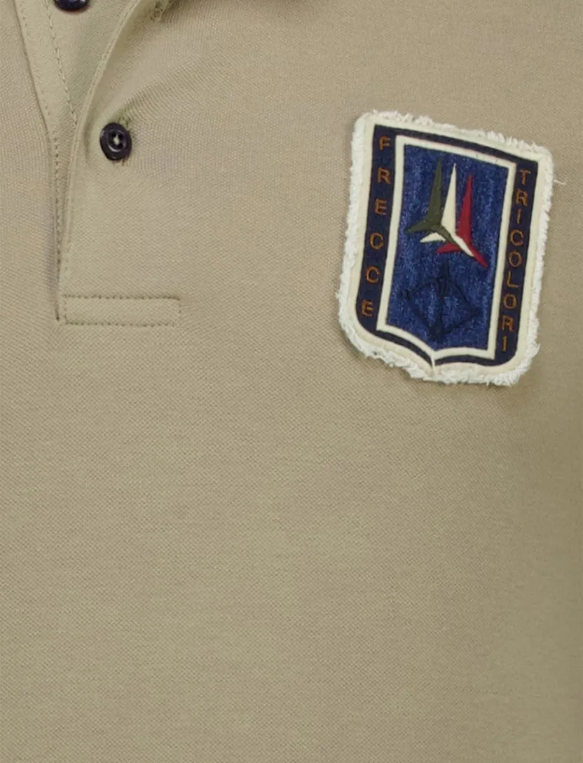 Aeronautica Militare regular fit polo khaki korte mouw