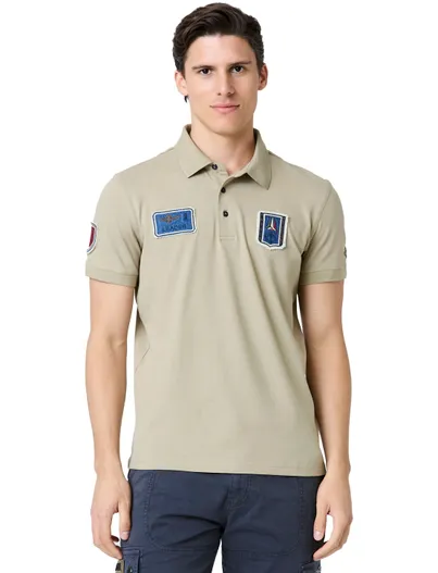 Aeronautica Militare Aeronautica Militare regular fit polo khaki pique