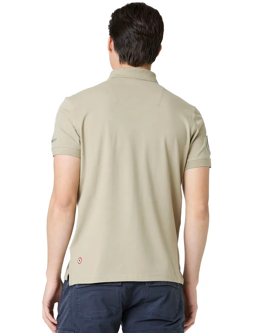 Aeronautica Militare regular fit polo khaki korte mouw