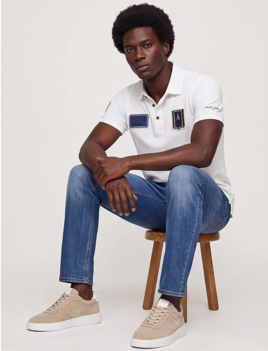 Aeronautica Militare regular fit polo wit met patches