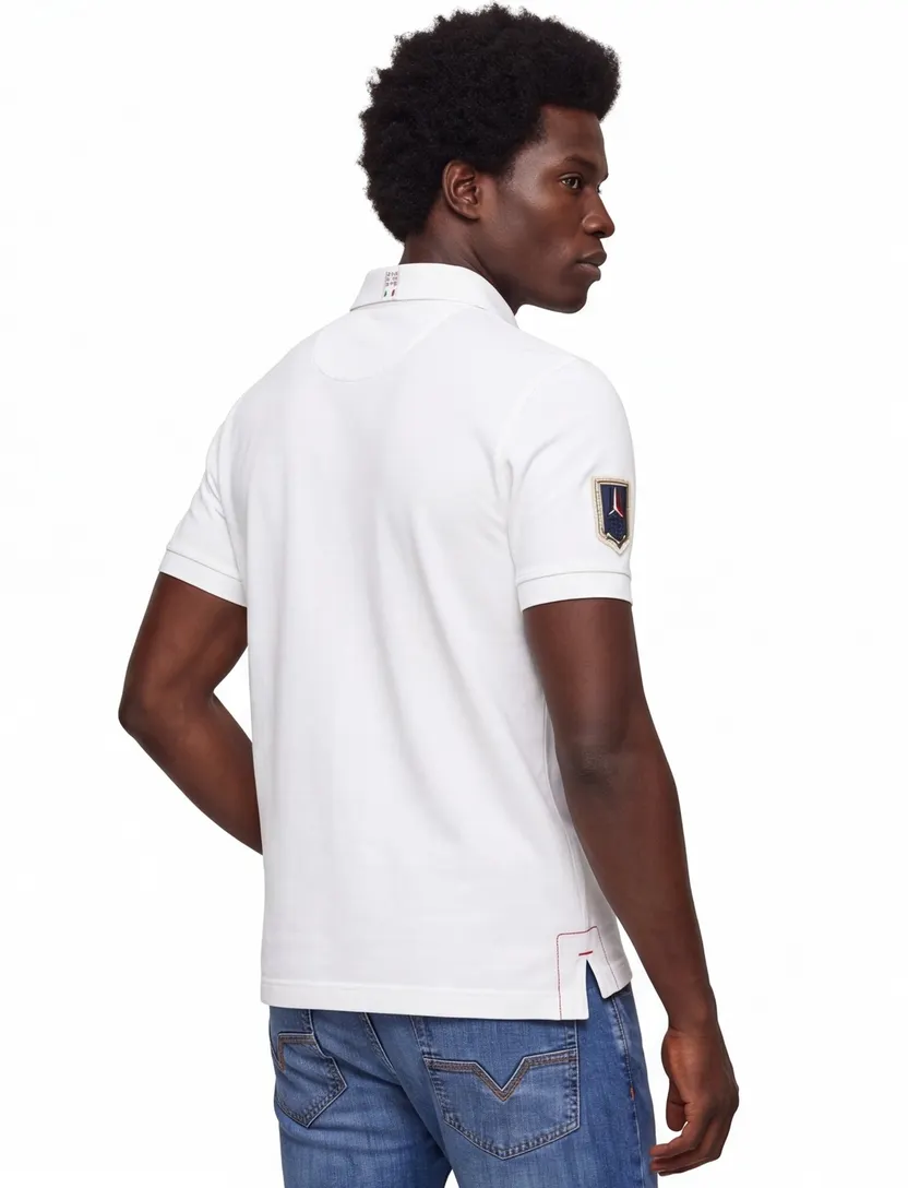 Aeronautica Militare regular fit polo wit korte mouw