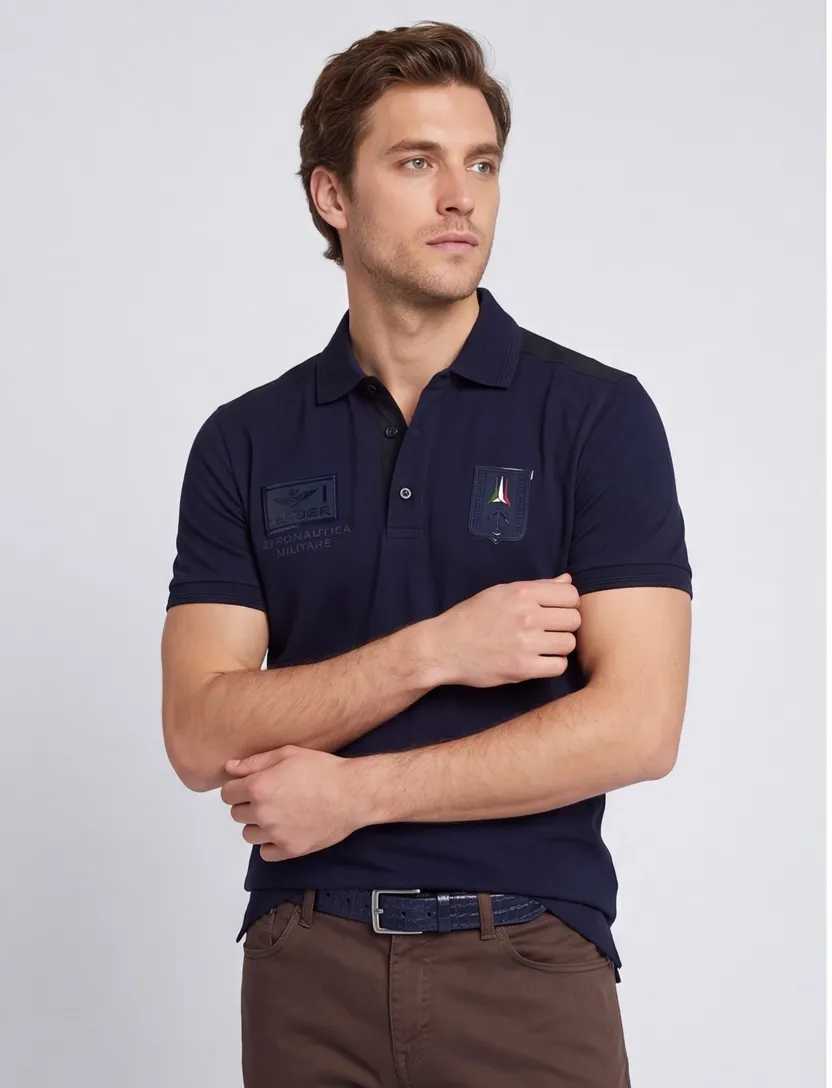 Aeronautica Militare polo donkerblauw jersey