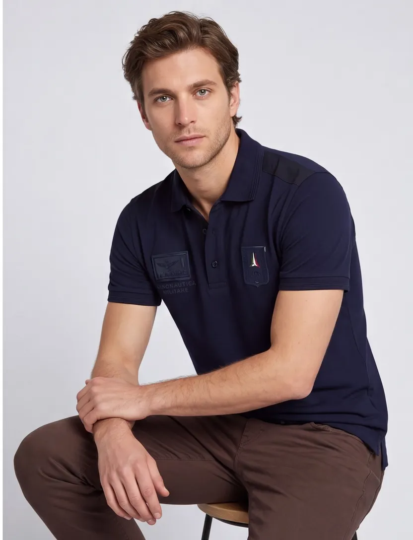 Aeronautica Militare polo donkerblauw jersey