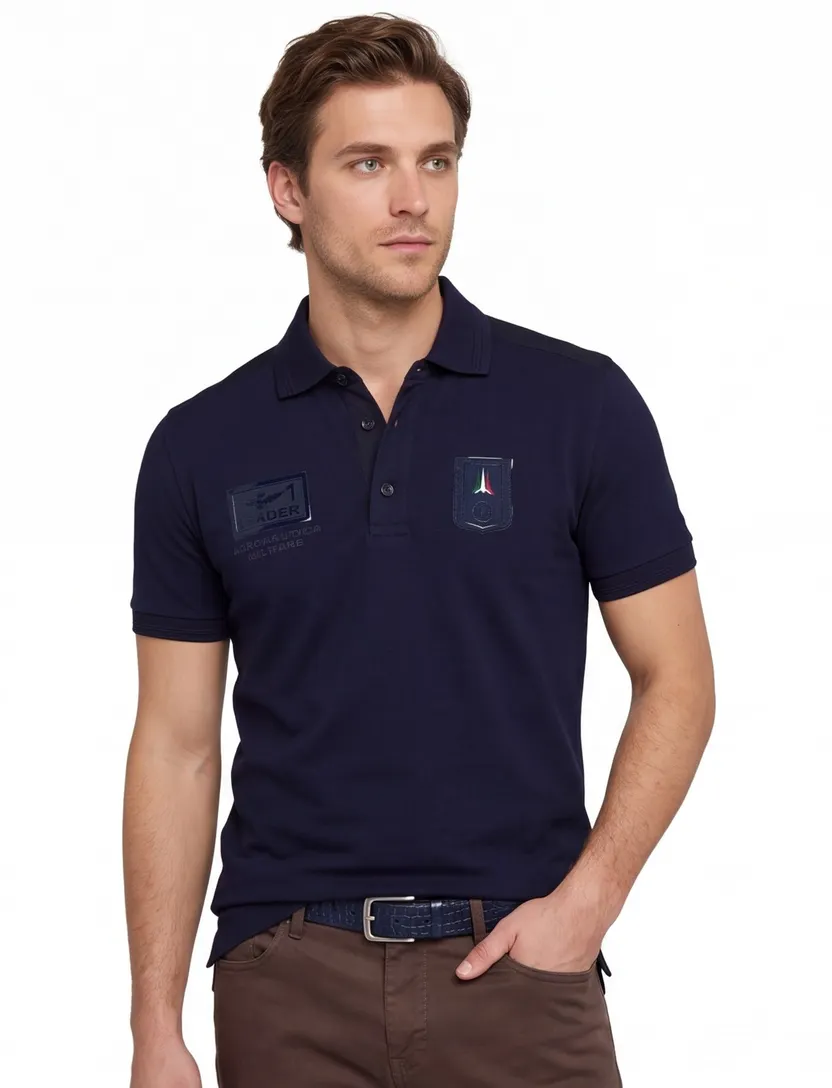 Aeronautica Militare polo donkerblauw jersey