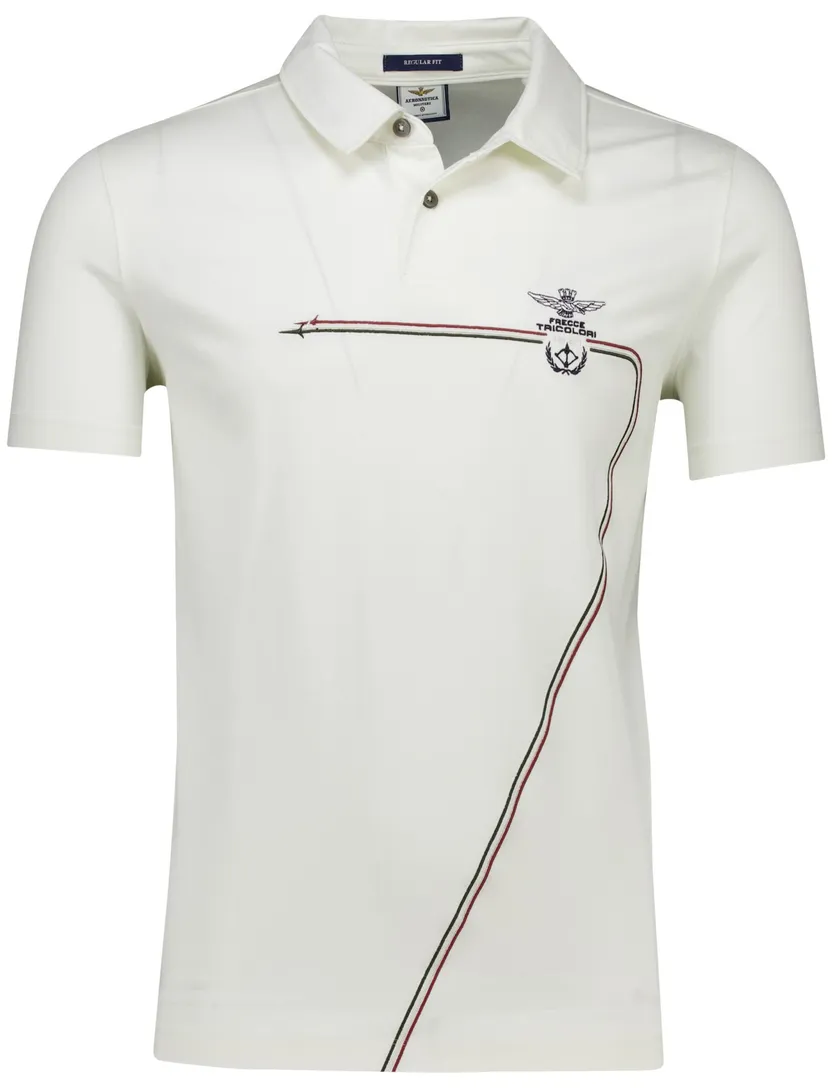 Aeronautica Militare polo wit effen Regular Fit katoen