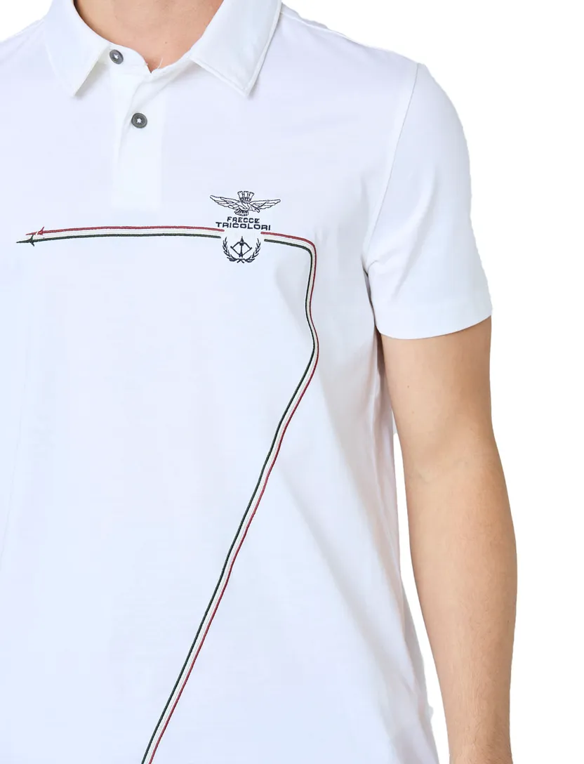 Aeronautica Militare polo wit effen Regular Fit katoen