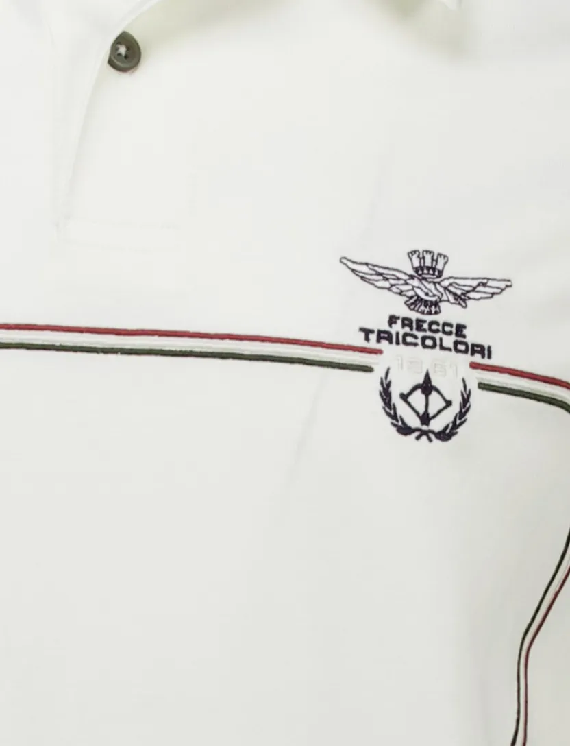 Aeronautica Militare polo wit effen Regular Fit katoen