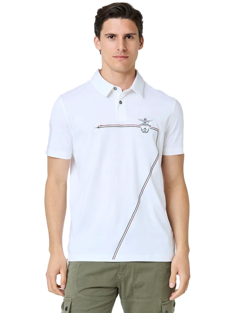 Aeronautica Militare polo wit effen Regular Fit katoen