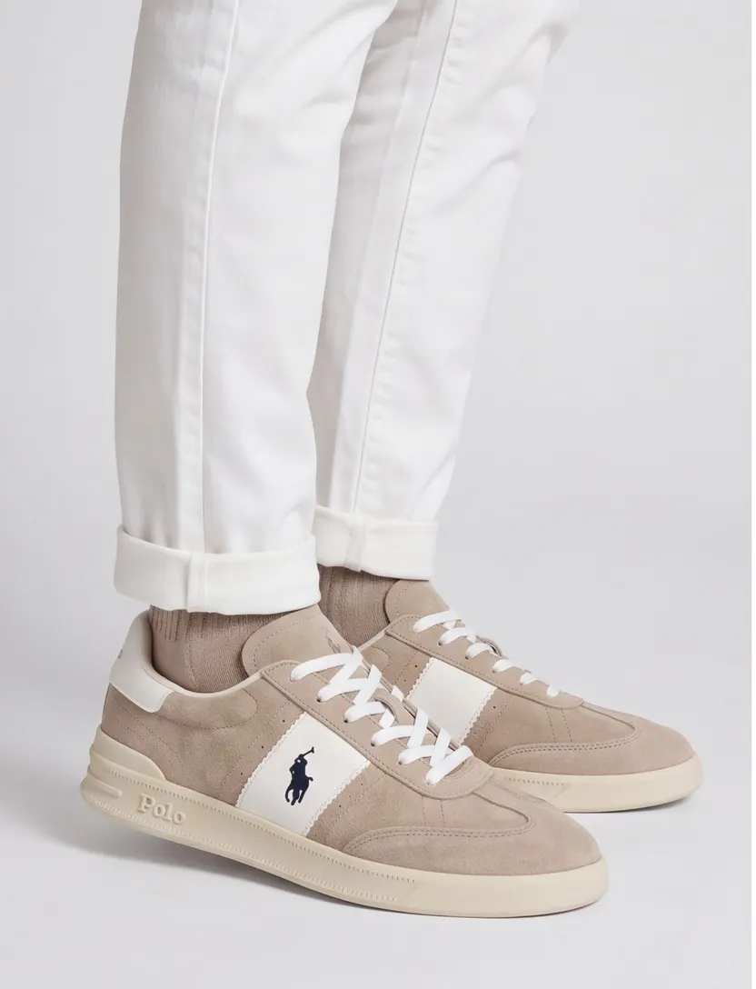 Polo Ralph Lauren sneakers beige wit met logo laag