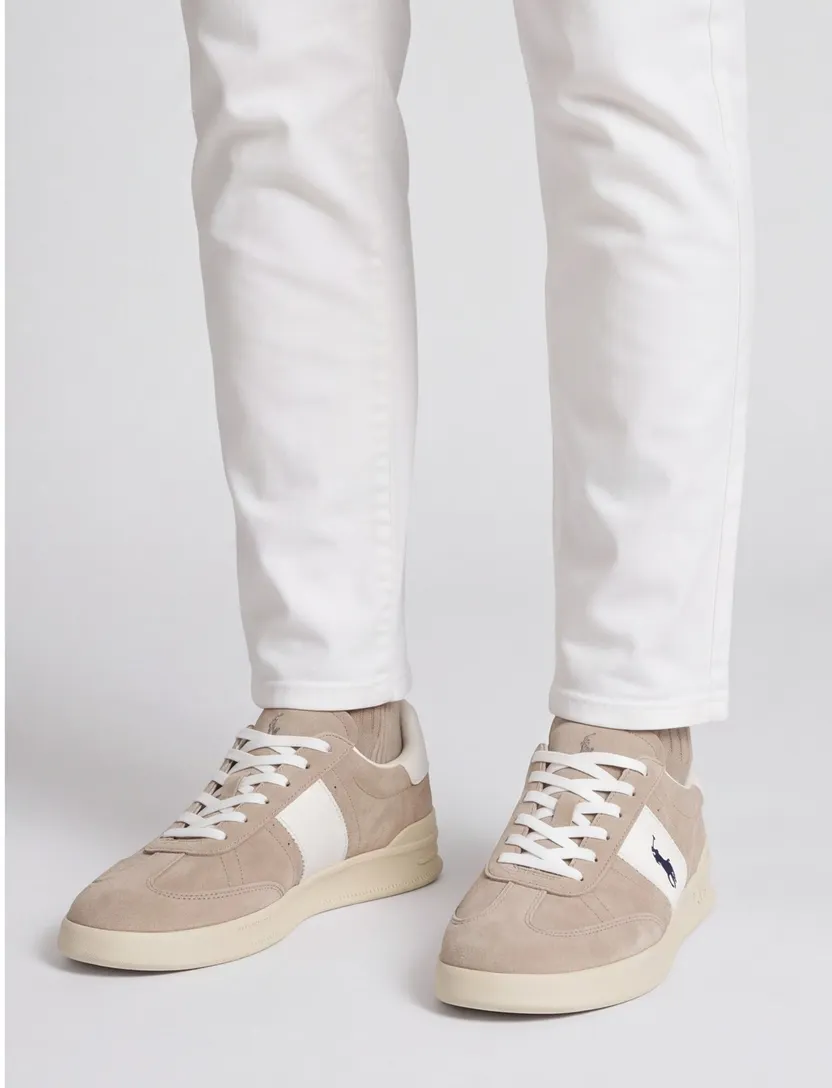 Polo Ralph Lauren sneakers beige wit met logo laag