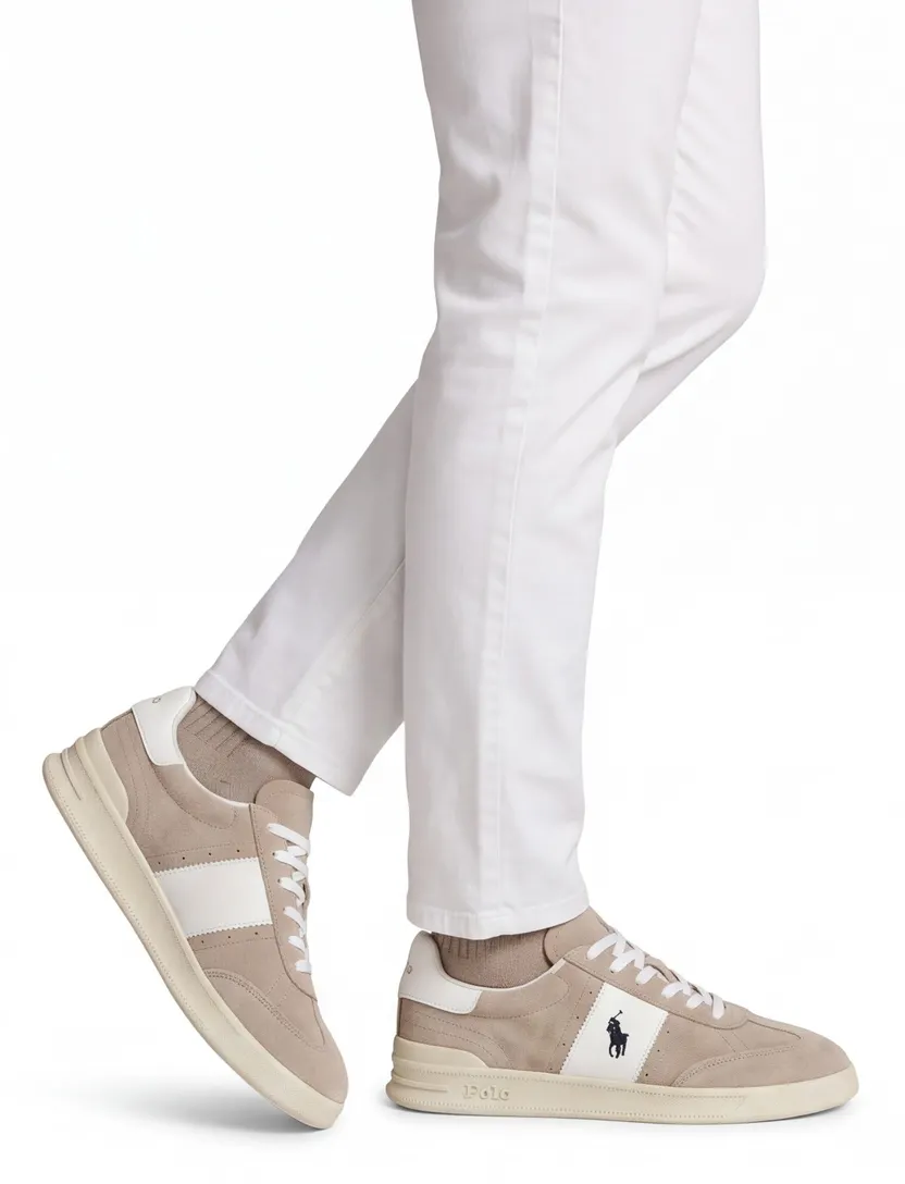 Polo Ralph Lauren sneakers beige wit met logo laag