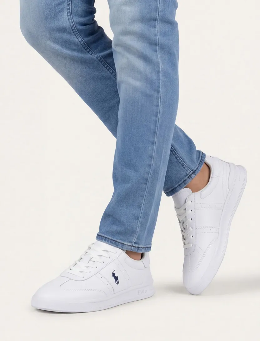 Polo Ralph Lauren lage leren sneakers wit effen