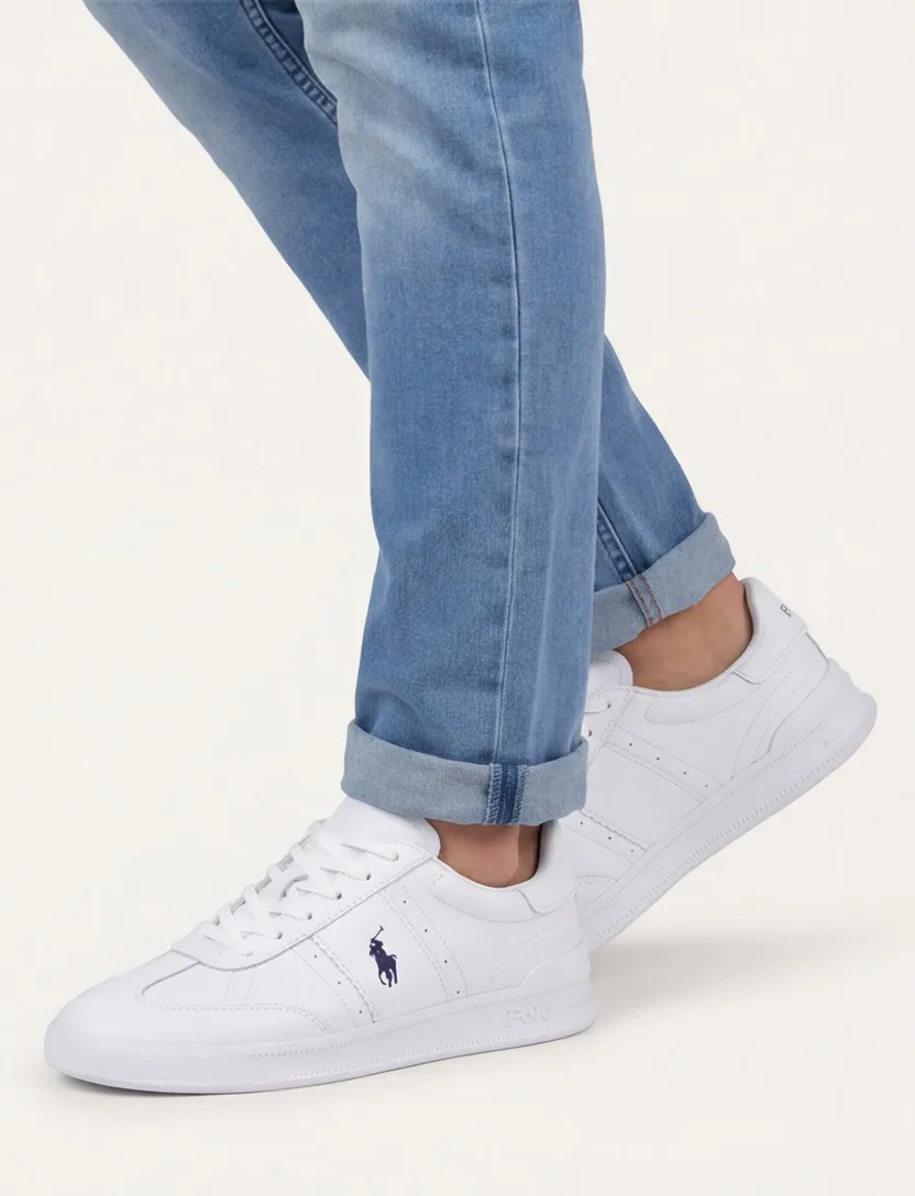Polo Ralph Lauren lage leren sneakers wit effen