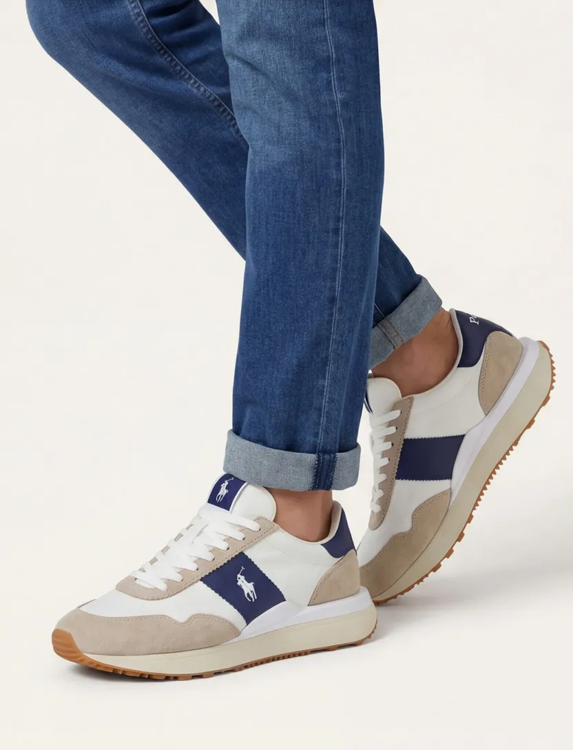 Polo Ralph Lauren sneakers wit navy en beige