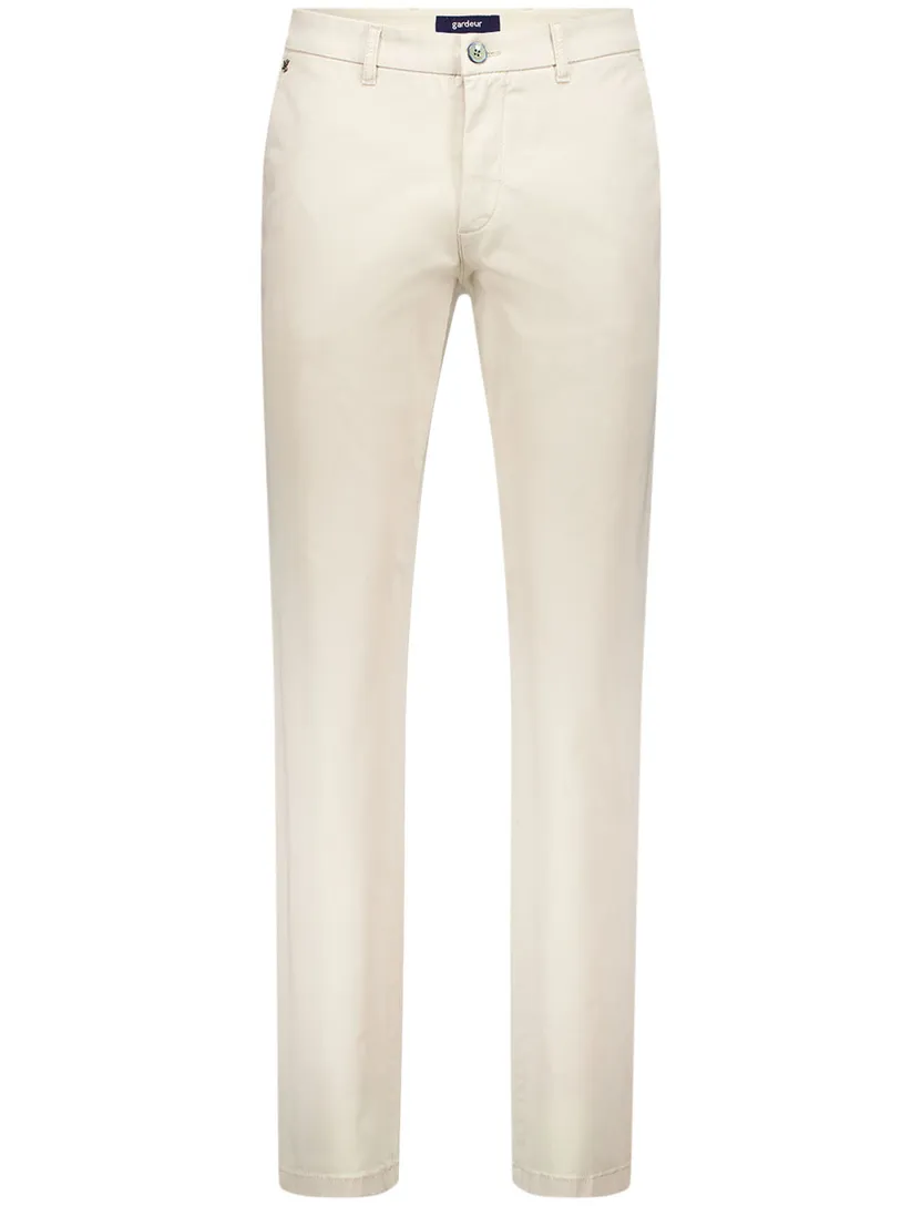 Gardeur Pantalon creme effen katoen