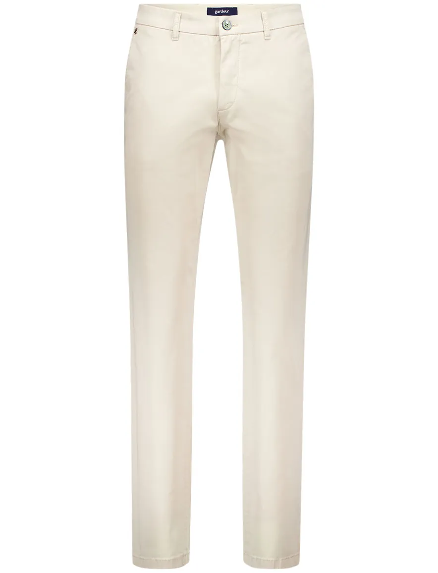 Gardeur Pantalon creme effen katoen