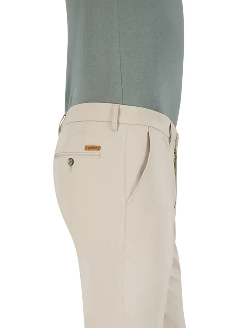 Gardeur Pantalon creme effen katoen