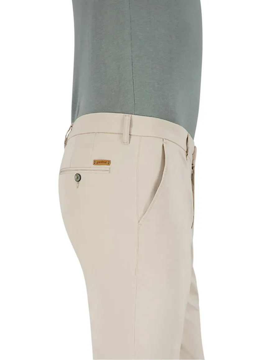 Gardeur Pantalon creme effen katoen