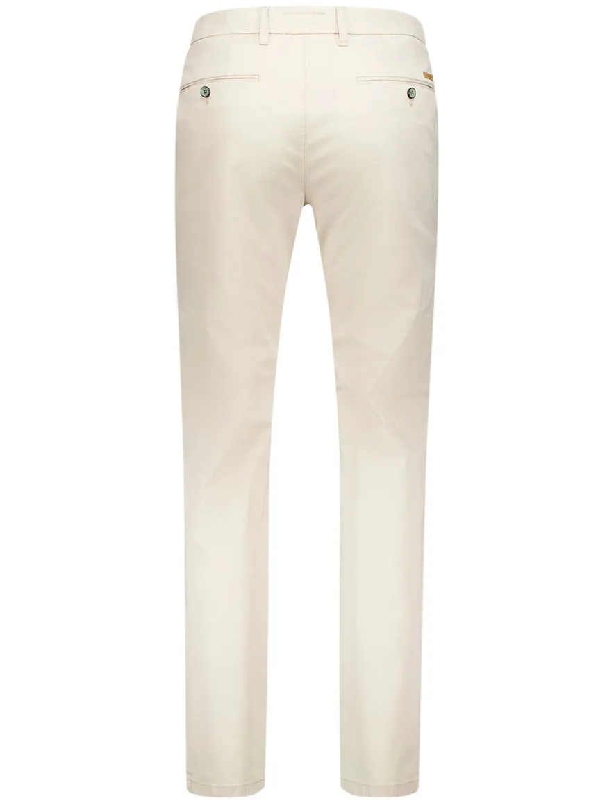 Gardeur Pantalon creme effen katoen