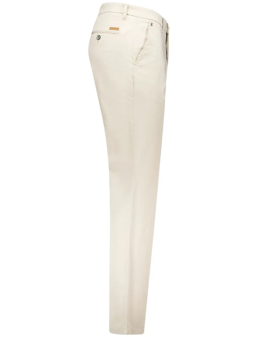 Gardeur Pantalon creme effen katoen