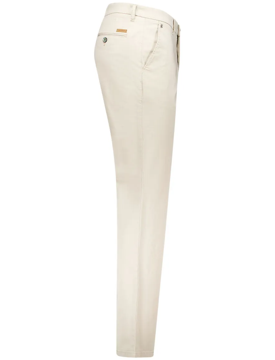 Gardeur Pantalon creme effen katoen