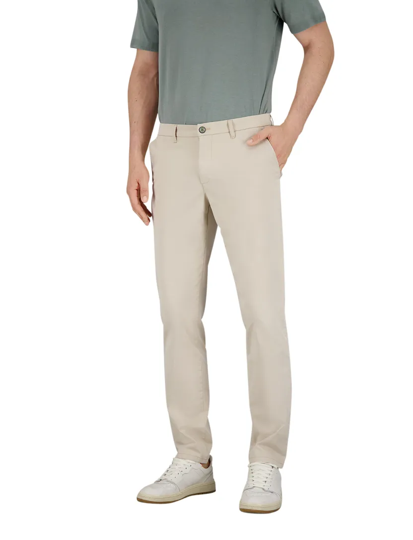 Gardeur Pantalon creme effen katoen