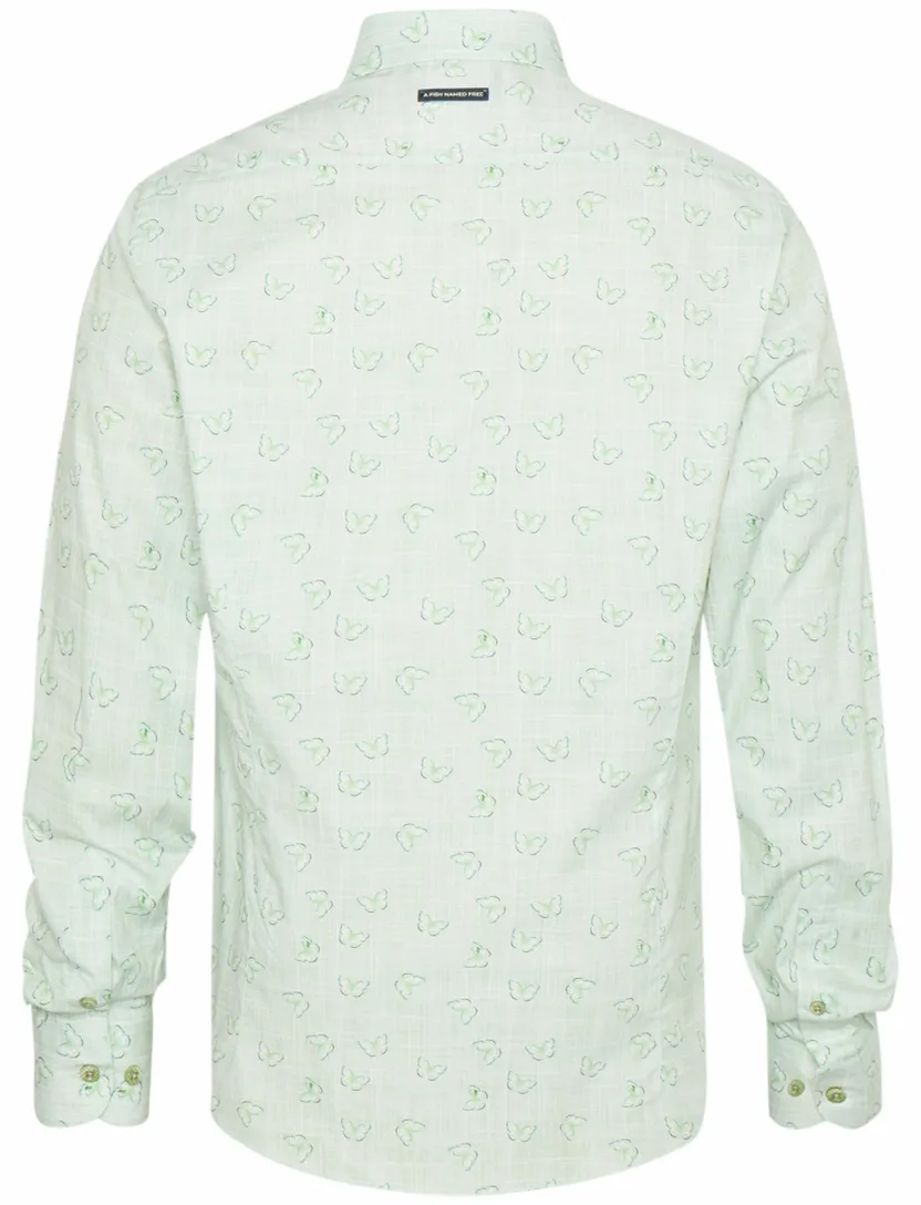 groen vlinder print A Fish Named Fred 'butterfly' overhemd