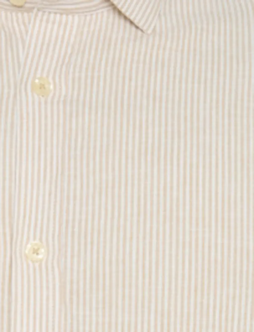 A Fish Named Fred 'stripe linen' overhemd zand streep