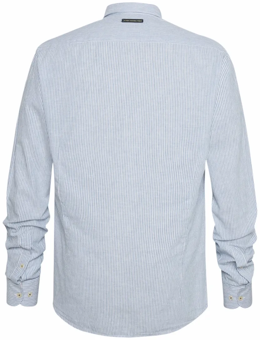 blauw streep A Fish Named Fred 'stripe linen' overhemd