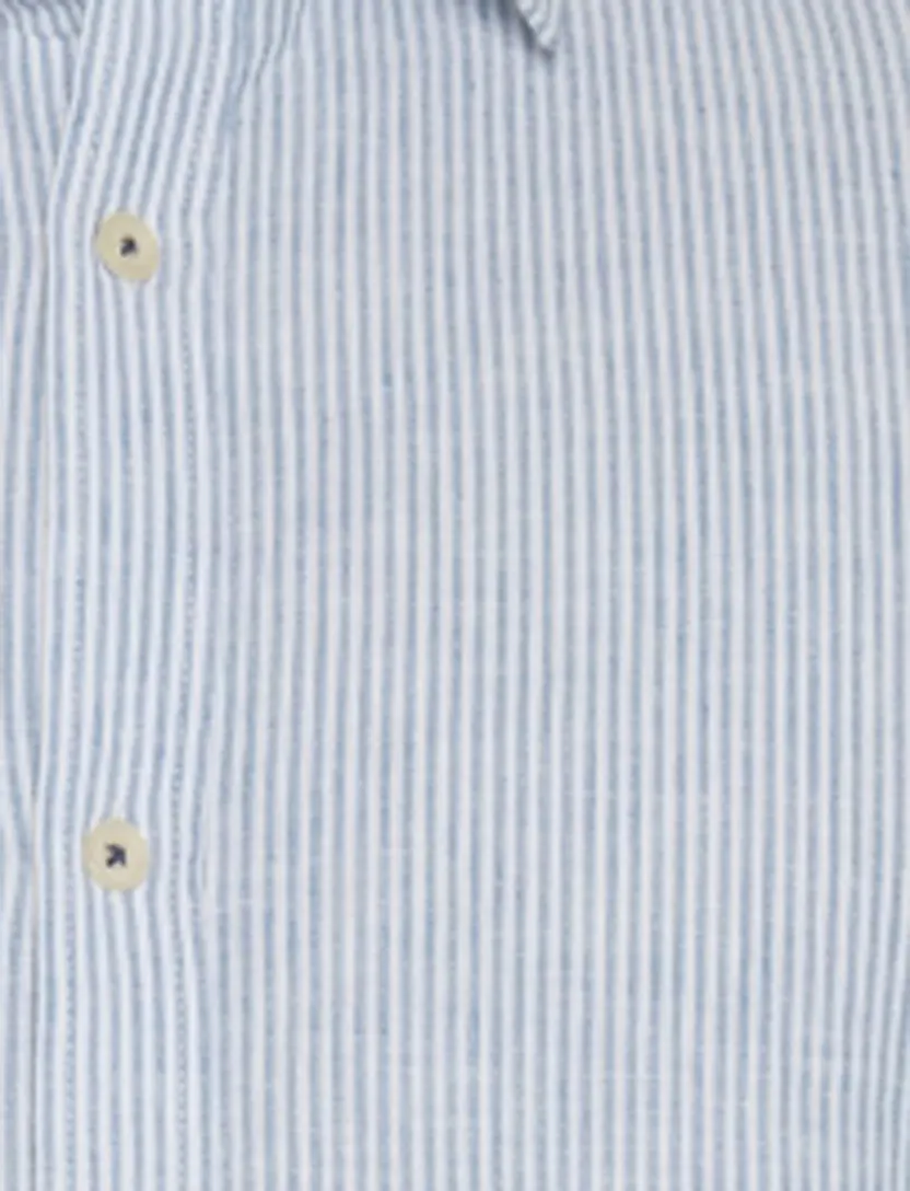blauw streep A Fish Named Fred 'stripe linen' overhemd