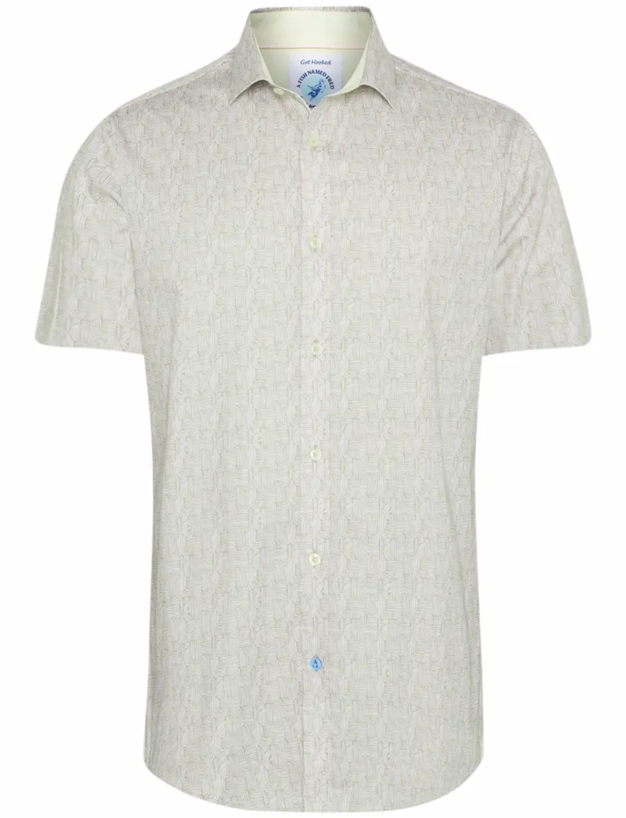 casual overhemd korte mouw beige A Fish Named Fred