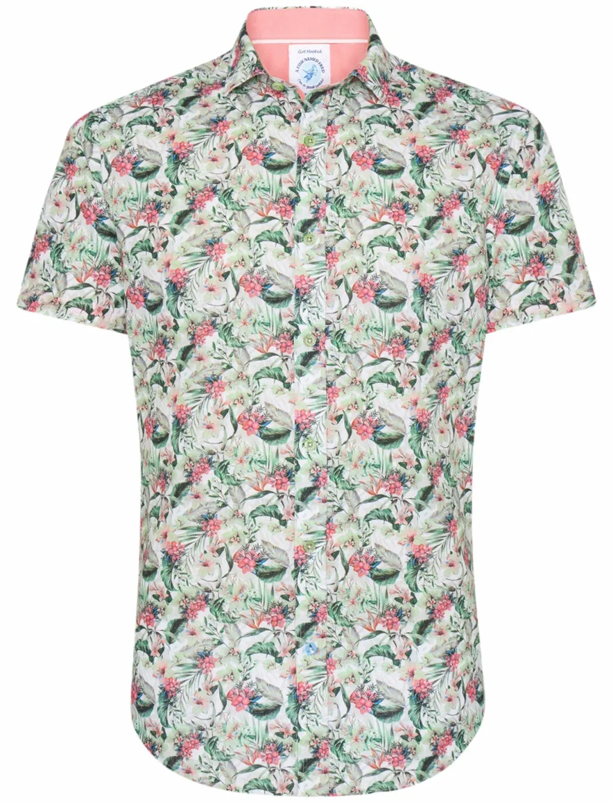 A Fish Named Fred 'floral' overhemd korte mouw groen print