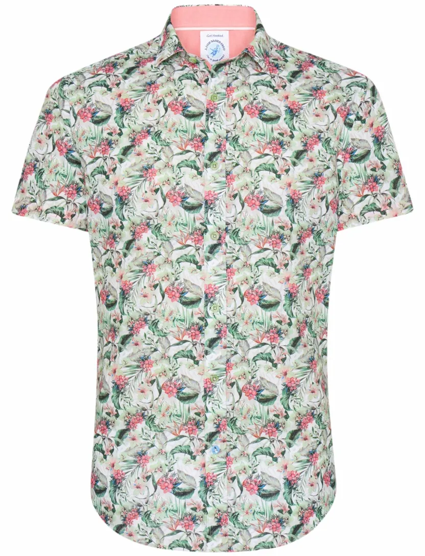 groen print A Fish Named Fred 'floral' overhemd korte mouw