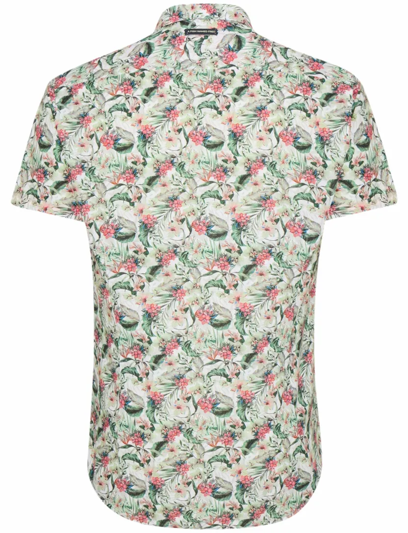 groen print A Fish Named Fred 'floral' overhemd korte mouw