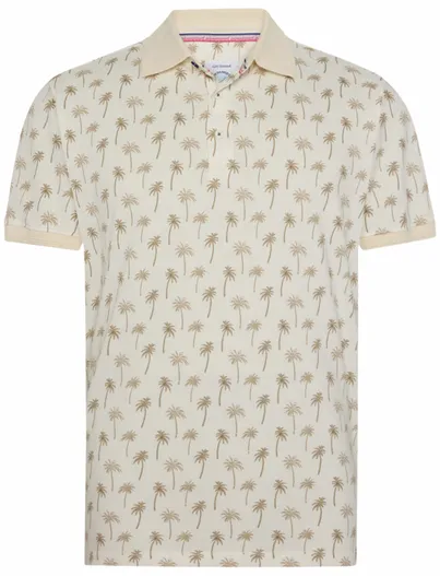 A Fish Named Fred poloshirt korte mouw A Fish Named Fred beige geprint