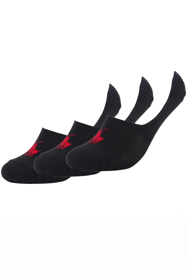 Polo Ralph Lauren kousenvoetjes logo 3-pack zwart