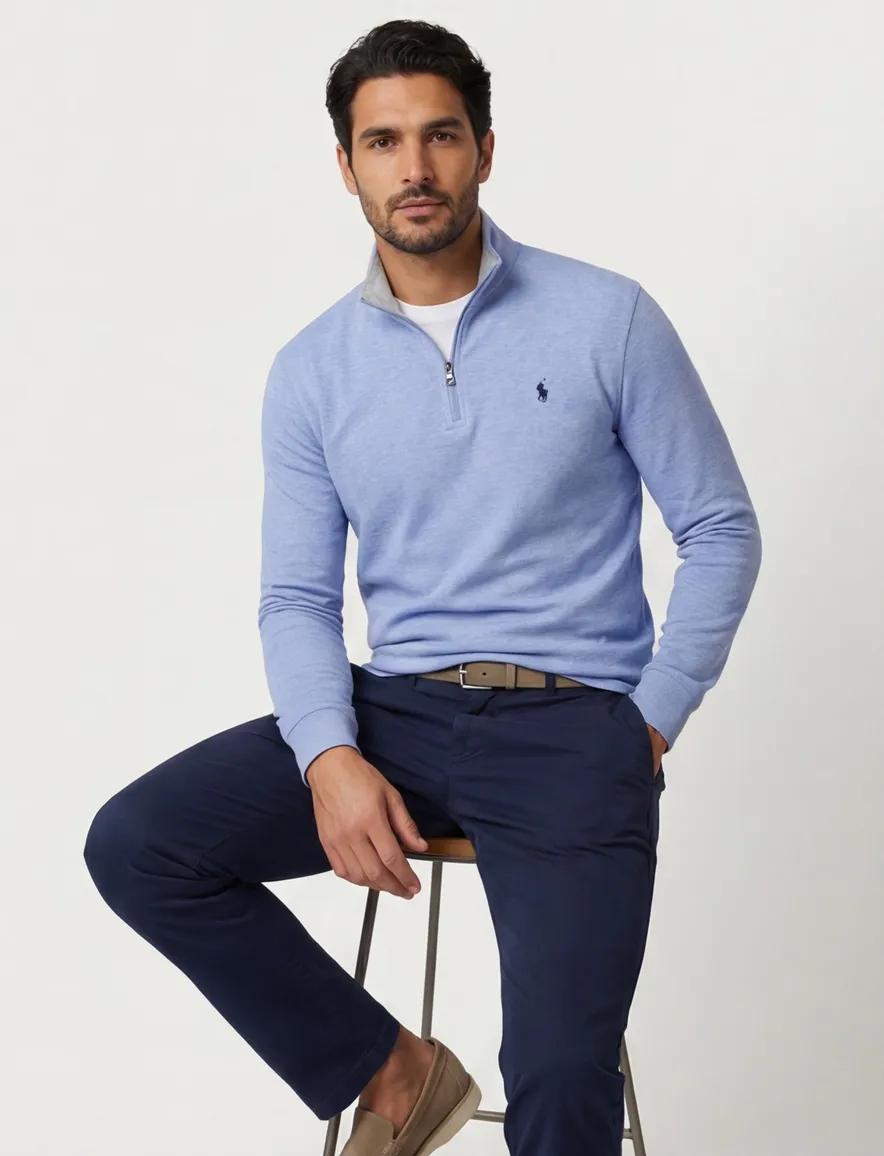 Polo Ralph Lauren half zip trui Lichtblauw