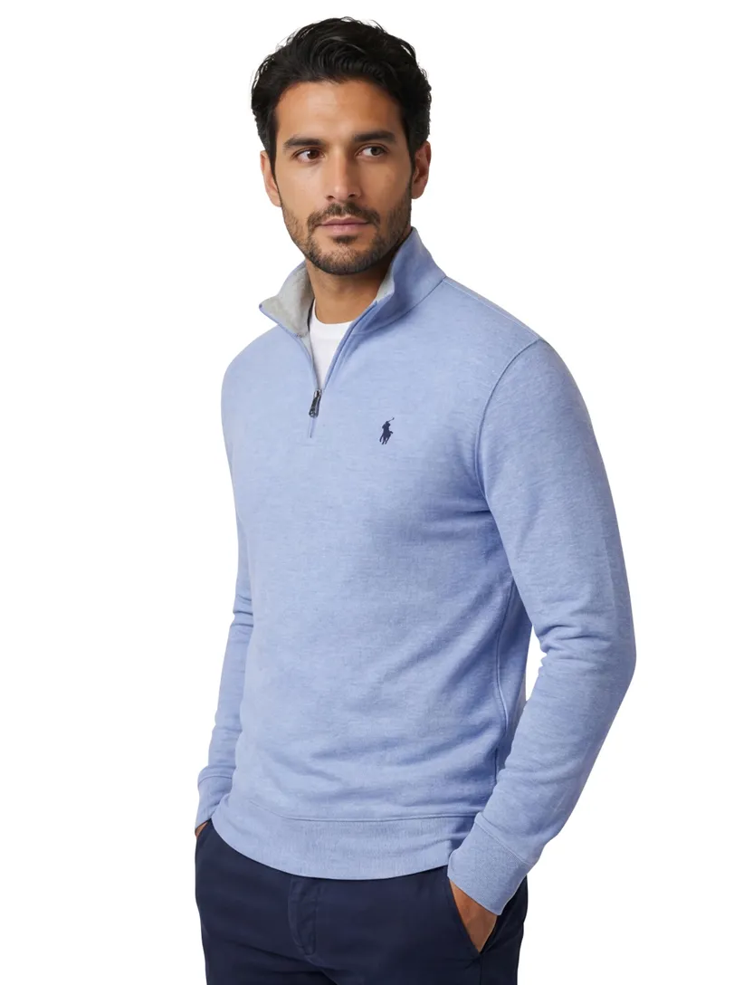 Polo Ralph Lauren half zip trui lichtblauw katoen