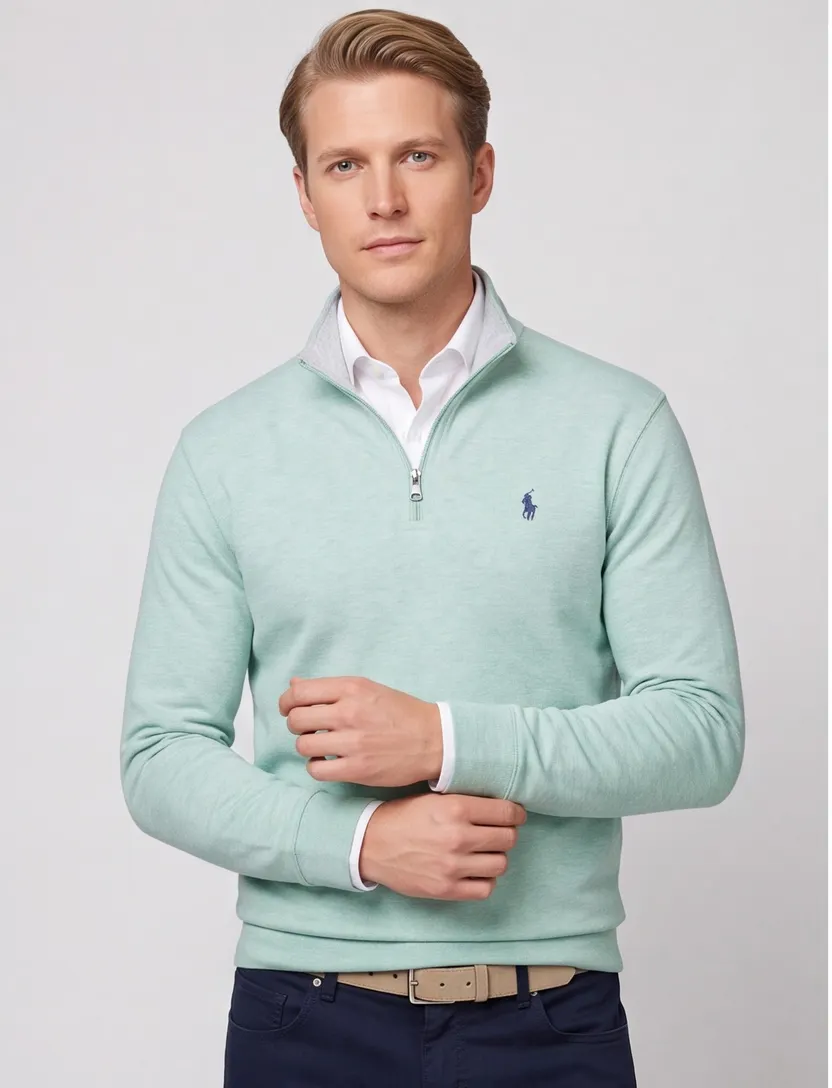 Polo Ralph Lauren half zip trui groen katoen
