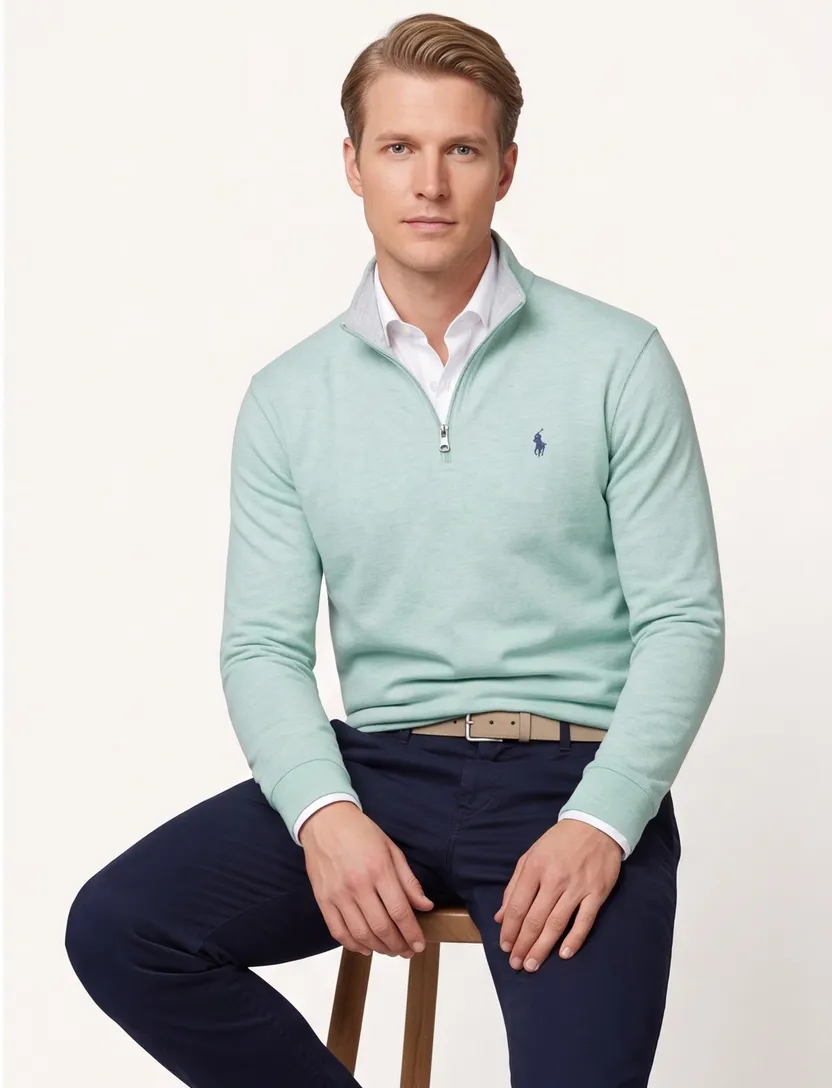 Polo Ralph Lauren half zip trui groen katoen