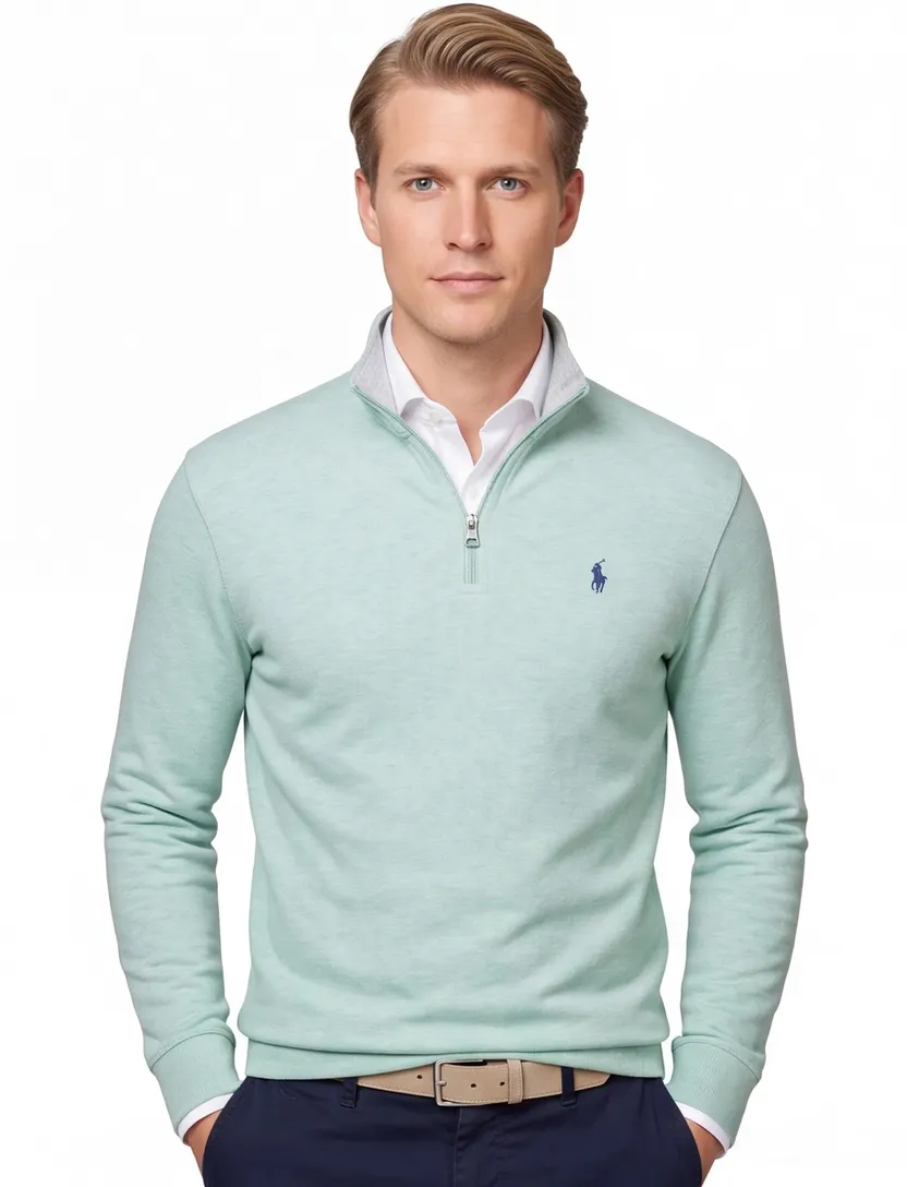 Polo Ralph Lauren half zip trui groen katoen