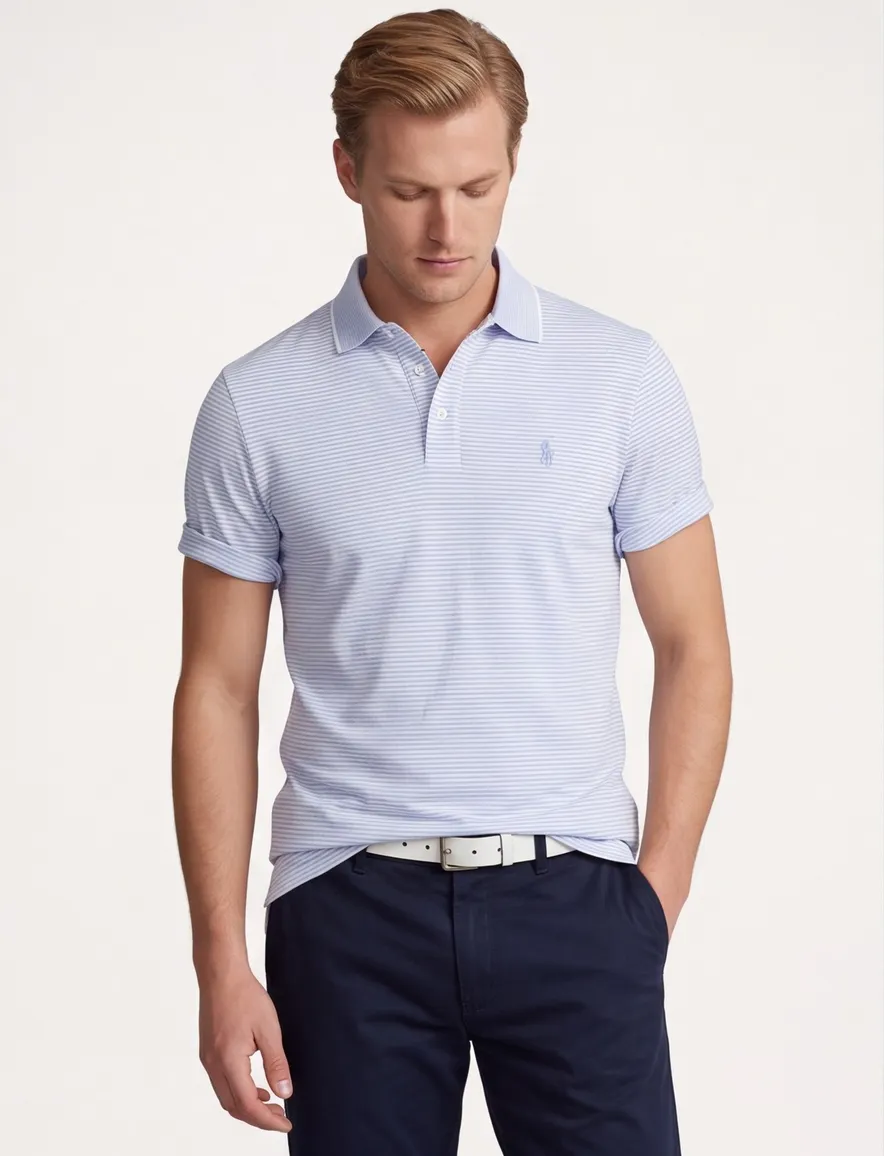 katoenen Polo Ralph Lauren polo lichtblauw gestreept